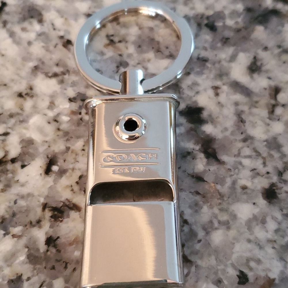 Coach Whistle Keyring Silver Tone